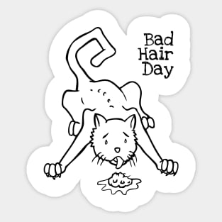 Rude Cat Puking Bad Hair Day Rude Cats Fan Sticker